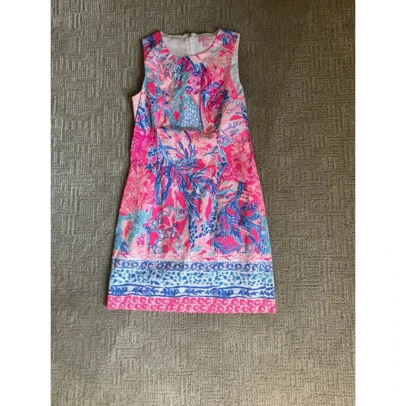 Lilly Pulitzer Mila Shift Aquadesiac size‎ 00 Pink Blue Beachy Southern Wedding - Picture 7 of 9